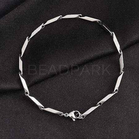 Tarnish Resistant Unisex 201 Stainless Steel Bar Link Chain Bracelets BJEW-L637-35B-P-1