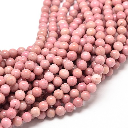 Natural Rhodonite Round Bead Strands X-G-P072-38-6mm-1
