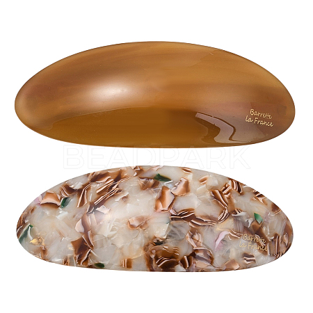 2Pcs 2 Colors Resin and Iron Hair Barrettes PHAR-GO0001-07B-1