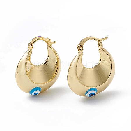 Enamel Evil Eye Thick Hoop Earrings EJEW-A093-02G-04-1