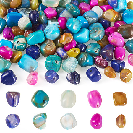 100Pcs 5 Colors Natural Agate Beads G-TA0002-51-1