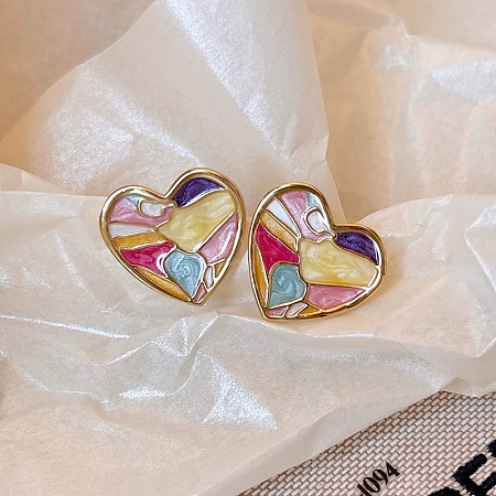 Alloy Enamel Stud Earrings FS-WG76410-01-1