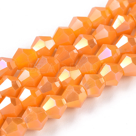 Opaque Solid Color Electroplate Glass Beads Strands LS-EGLA-A039-P4mm-B04-1