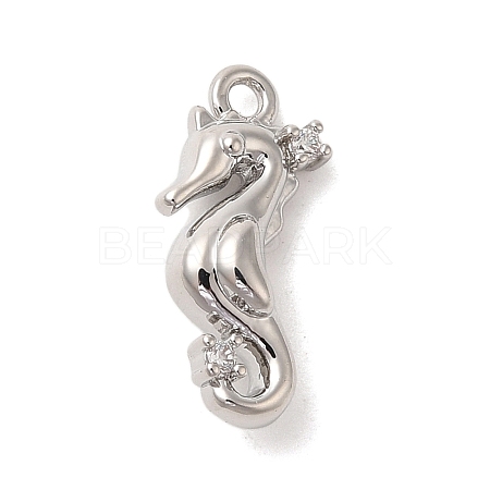 Marine Animal Theme Platinum  Brass Micro Pave Clear Cubic Zirconia Pendants LS-KK-U031-01P-02-1