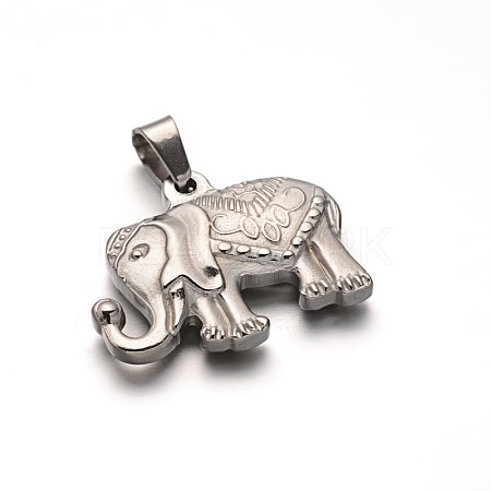 Tarnish Resistant 304 Stainless Steel Elephant Pendants STAS-L156-03P-1