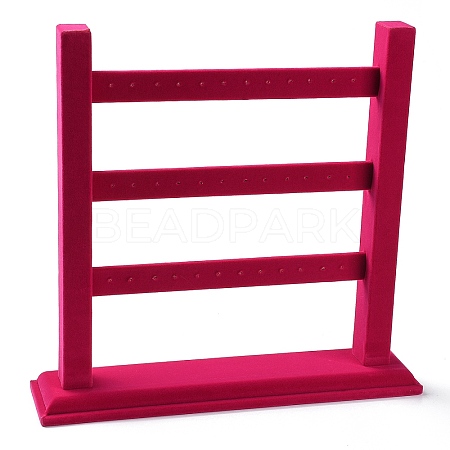 3-Tier Wood Covered with Velvet Earring Display Stands NDIS-Q027-04A-1