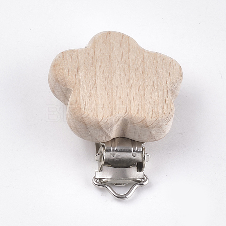 Beech Wood Baby Pacifier Holder Clips WOOD-T015-12-1