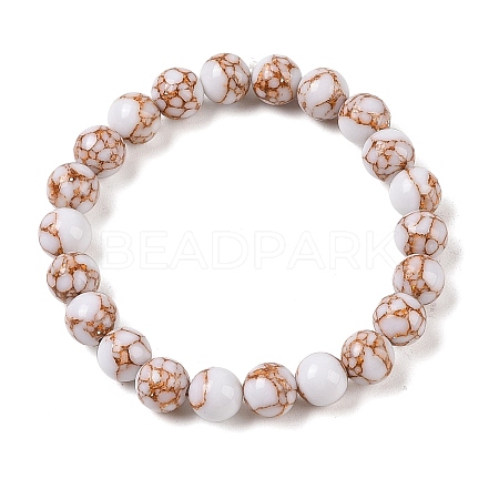Synthetic Turquoise(Dyed) Round Beaded Stretch Bracelets G-U005-01B-08-1