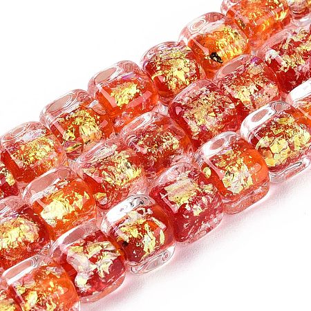 Handmade Foil Glass Beads Strands FOIL-Q002-04I-1