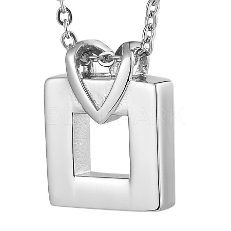 Stainless Steel Heart Rectangle Pendant Urn Ashes Necklaces PW-WGDFE89-01-1