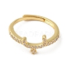 Rack Plating Brass Cubic Zirconia Arabic Letters Adjustable Rings for Women RJEW-S407-10G-15-2