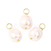 Electroplated Glass Imitation Pearl Pendants PALLOY-JF04579-02-1