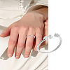 1Pc Letter Brass Rhinestone Open Cuff Rings for Women AJEW-LP0004-47N-S-1