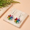Natural Quartz Crystal & Glass Beaded Flower Dangle Earrings EJEW-JE05198-3