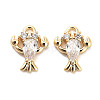 Brass Micro Pave Clear Cubic Zirconia Charms KK-C054-11G-1