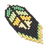 Handmade Glass Seed Beaded Leaf Shape Big Pendants PALLOY-MZ00931-02-3
