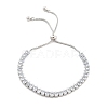 Brass Pave Clear Cubic Zirconia Teardrop Box Chain Slider Bracelets BJEW-YWC0002-07P-1
