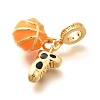 Brass Enamel Sport European Dangle Charms KK-U048-03G-03-2