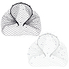 2Pcs 2 Colors Bridal Rhinestones Pearl Mesh Veil Cloth Hair Bands OHAR-BC0001-03-1