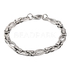 Tarnish Resistant 304 Stainless Steel Hollow Oval Byzantine Chain Bracelets BJEW-B078-102P-1