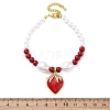 Strawberry Brass Micro Pave Clear Cubic Zirconia Charm Bracelets BJEW-G740-04G-5