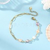 Natural Pearl Two Sides Polished Beaded Chain Bracelets with 304 Stainless Steel Paperclip Chains BJEW-JB14234-02-1