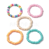 5Pcs 5 Colors Rondelle Opaque & Frosted Acrylic Beaded Stretch Bracelet Sets BJEW-JB10305-4