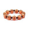 Sport Theme Acrylic Beaded Stretch Bracelet for Kids BJEW-JB08550-4