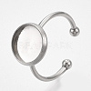 Tarnish Resistant 201 Stainless Steel Cuff Finger Rings Components STAS-T047-19B-3