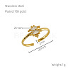 304 Stainless Steel Micro Pave Clear Cubic Zirconia Cuff Rings for Women FS-WGE9F4E-03-2