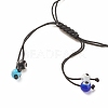 Acrylic & Alloy Shell Braided Bead Bracelet with Lampwork Evil Eye BJEW-JB08131-02-6