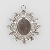 Vintage Tibetan Style Alloy Flower Pendant Cabochon Bezel Settings TIBEP-O006-39AS-1