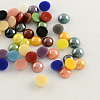 Pearlized Plated Opaque Glass Cabochons PORC-S801-8mm-M-1