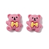Bear with Bowknot Opaque Resin Cabochons RESI-G041-C07-2
