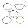 5Pcs 5 Colors Lampwork Round Evil Eye Braided Bead Bracelets Set for Women BJEW-JB08787-1