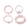 4Pcs 4 Style Glass Seed Beaded Stretch Finger Rings RJEW-JR00661-04-5