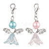 2Pcs 2 Colors Wedding Season Angel Glass Pearl & Acrylic Pendant Decorations HJEW-JM01922-01-1