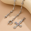 Alloy Colorful Rhinestone Flower Cross Pendant Lariat Y Necklaces for Women FS-WGB8DA7-02-2