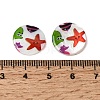 Ocean Printed Natural Freshwater Shell Flat Round Beads SHEL-A006-13F-3