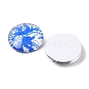 Blue and White Floral Printed Glass Cabochons GGLA-A002-14mm-XX-2