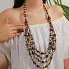 Bohemian Ethnic Style Wood Beaded Multilayer Necklaces & Dangle Earrings Sets WG82ABA-10-1