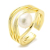 Natural Pearl Open Cuff Ring RJEW-H220-21G-1