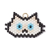 5Pcs 5 Colors Handmade Glass Seed Beaded Cat Head Shape Pendants PALLOY-MZ00933-2
