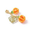 Glass Seed Beaded Berries & Leaf Pendants PALLOY-MZ01114-03-3