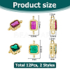 12Pcs 2 Styles Brass Micro Pave Cubic Zirconia Links Connectors KK-HS0015-22B-2