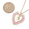 Seed Beads & Glass Heart Pendant Necklaces NJEW-MZ00043-3