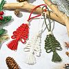 3Pcs 3 Colors Handmade Macrame Cotton Christmas Tree Pendant Decoration HJEW-JM02708-1