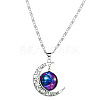 Alloy and Glass Crescent Moon Planet Pendant Necklaces FS-WG0F6DF-02-2