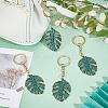 4Pc Monstera Leaf Alloy Enamel Pendant Keychain KEYC-CP0001-25-3