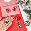 6Pcs 6 Styles Christmas Theme Golden Zinc Alloy with Rhinestone Brooches JEWB-SP0001-08-3